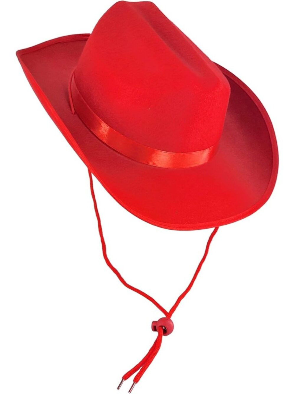 Kids Red Fabric Felt Costume Strap Western Cowgirl Cowboy Hat 22 Circumference